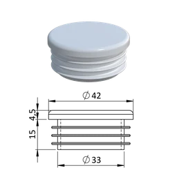 Vnitřní krytka kulatá ø 42 mm, plastová, bílá