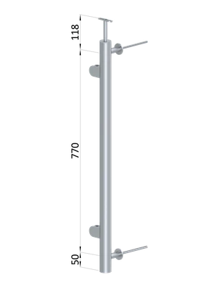 Nerezový sloup, boční kotvení, výplň: sklo, levý - slide 1