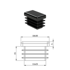 Krytka plastová 18 x 30 mm, čierna - slide 0