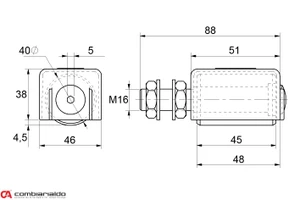Nylonový vodiaci valček ø 40 x 45 mm, M16 pre horné vedenie - slide 1
