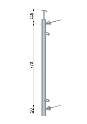 Nerezový sloup, boční kotvení, výplň: plech, pravý - slide 1
