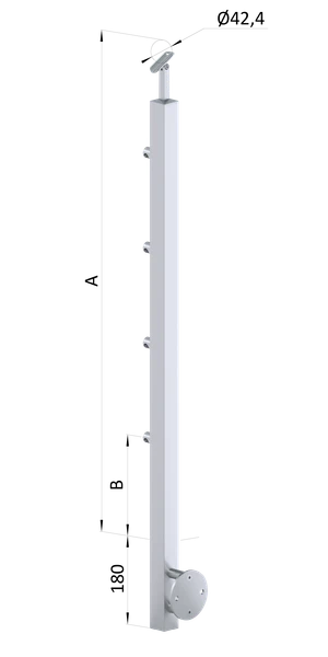 Nerezový stĺp, bočné kotvenie, 4-radový priechodný, vonkajší - slide 0