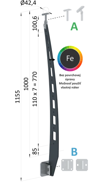 Kombinovaný Fe vypaľovaný stĺp, bočné kotvenie, 8-dierový - slide 0