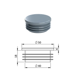 Vnútorná krytka guľatá ø 50 mm, plastová, sivá - slide 0