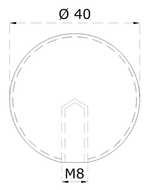 Koule dutá se závitem M8 / ø 40 mm, broušená nerez AISI 304 - slide 1
