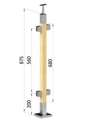 Dřevěný sloup, vrchní kotvení, výplň: sklo, průchozí - slide 0