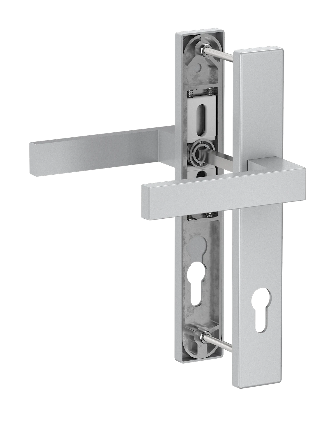 Hliníkový set so štítom kľučka/kľučka, strieborná farba