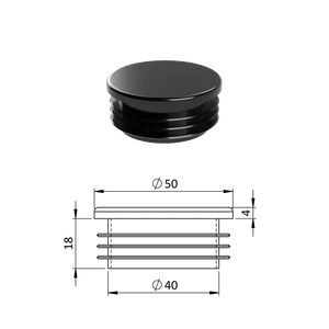 Vnútorná krytka guľatá ø 50 mm, plastová, čierna - slide 0