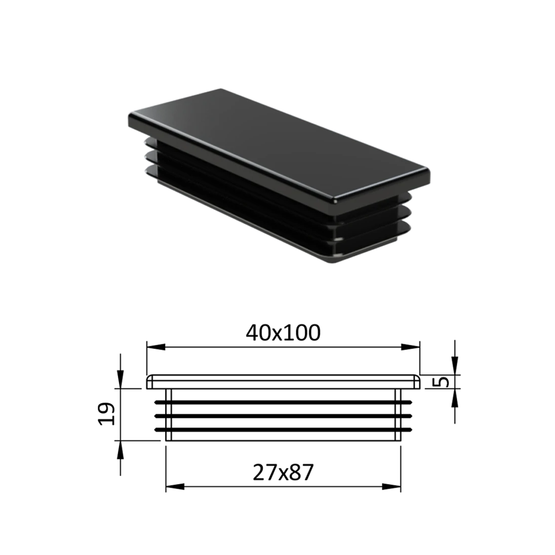 Krytka plastová 40 x 100 mm