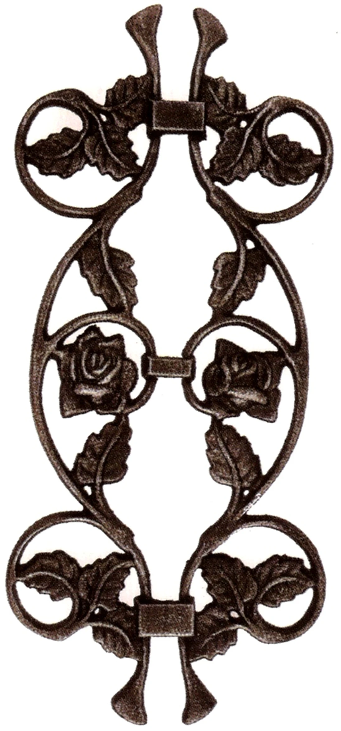 Ornament ruža 400 x 190 mm, na tyč 12 x 12 mm