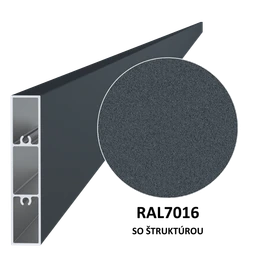 Al profil 80 x 16 x 6000 mm, práškový lak štruktúra RAL7016