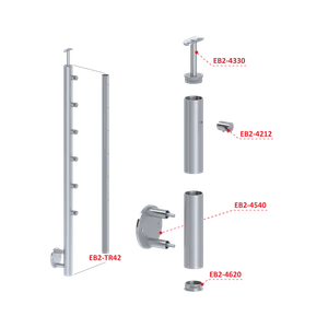 Nerezový sloup, boční kotvení, 6řadový průchozí - slide 2