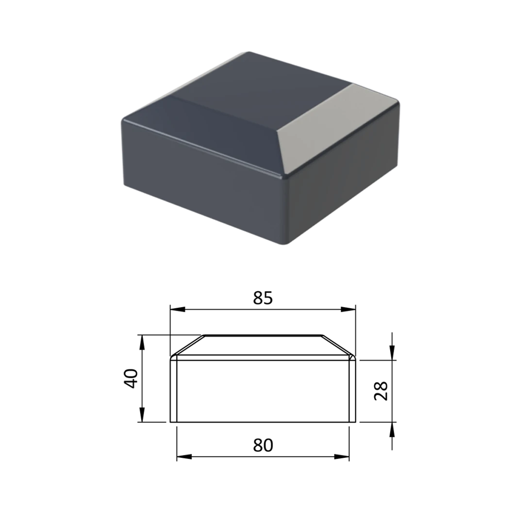 Vonkajšia krytka 80 x 80 mm, plastová PE