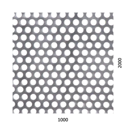 Dierovaný plech Zn t = 1 mm, otvor ø 10 mm, rozteč 15 mm