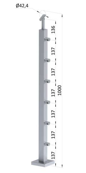 Nerezový stĺp, vrchné kotvenie, 6-radový priechodný - slide 0