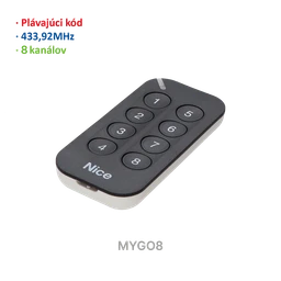 Vysielač 8-kanálový, 433 MHz, plávajúci kód, čierny