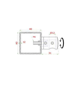 Nerezový stĺp fr. balkón, bočné kotvenie, 5-radový, pravý - slide 2