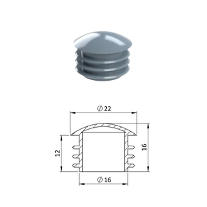 Vnútorná krytka guľatá ø 22 mm, plastová, sivá - slide 0