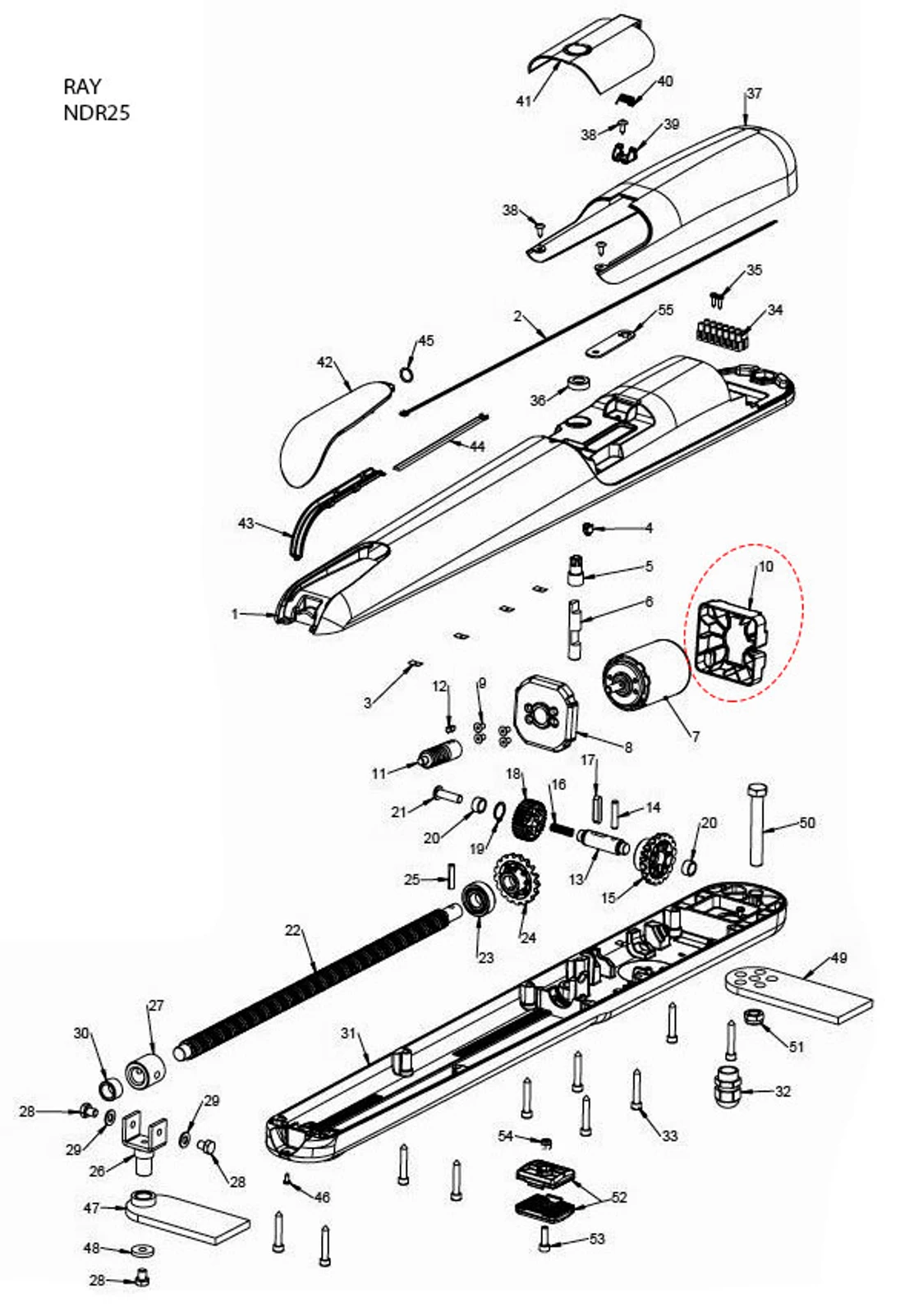 999ADAT001A04 držiak motorčeka zadný, plastový