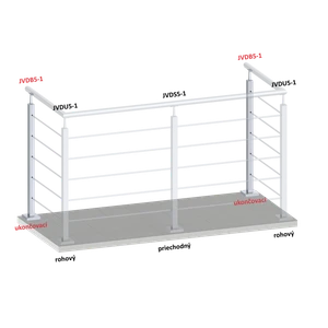 Nerezový stĺp, vrchné kotvenie, 5-dierový koncový - slide 1