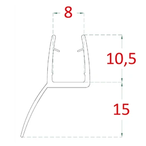 Plastové těsnění na sklo 8 mm, L = 2200 mm - slide 1