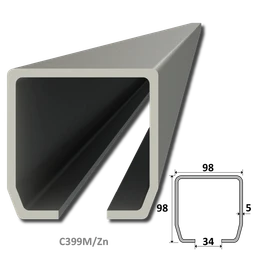C profil MEDIO 98x98x5mm pozink, pro samonosný systém, v délkách 1-6m