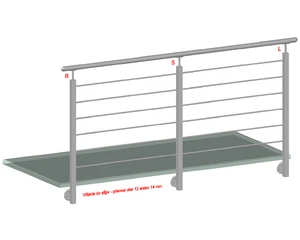 Nerezový sloup, boční kotvení, 6děrový průchozí - slide 3