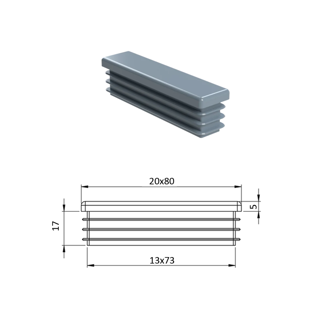 Krytka plastová 20 x 80 mm