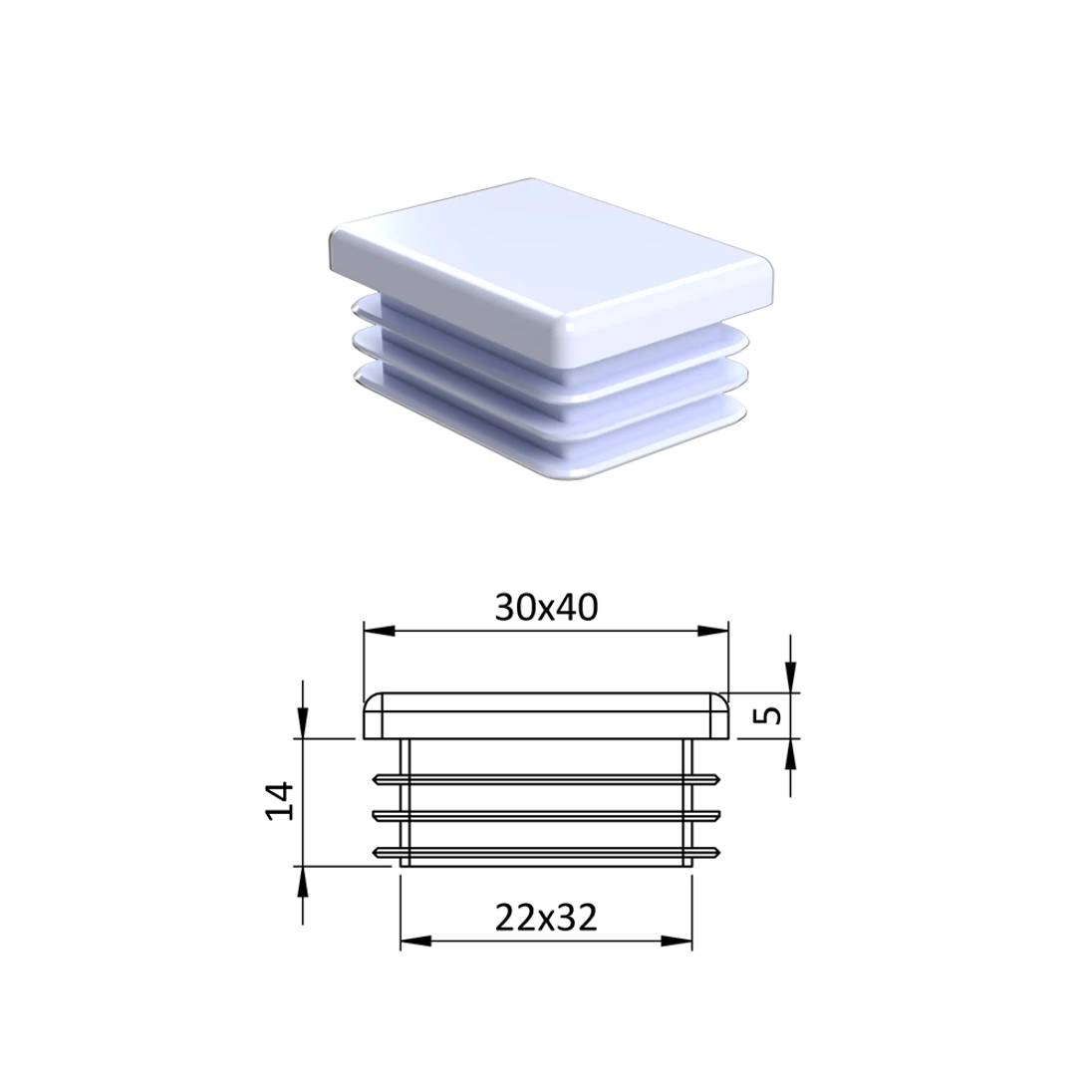 Krytka plastová 30 x 40 mm