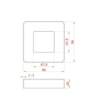 Kryt příruby 96 x 96 mm, broušená nerez AISI 304 - slide 1