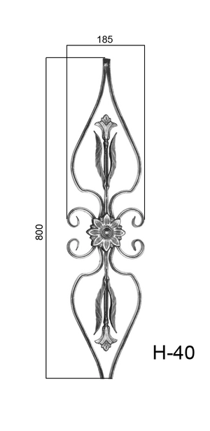 Tyč 16 x 8 mm, výplň 185 x 800 mm - slide 1