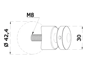 Svorka bodová, na ø 42,4 mm, sklo 6–12 mm, AISI 304 - slide 1