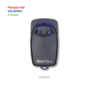 Vysílač 2kanálový, 433MHz, plovoucí kód, černý - slide 1