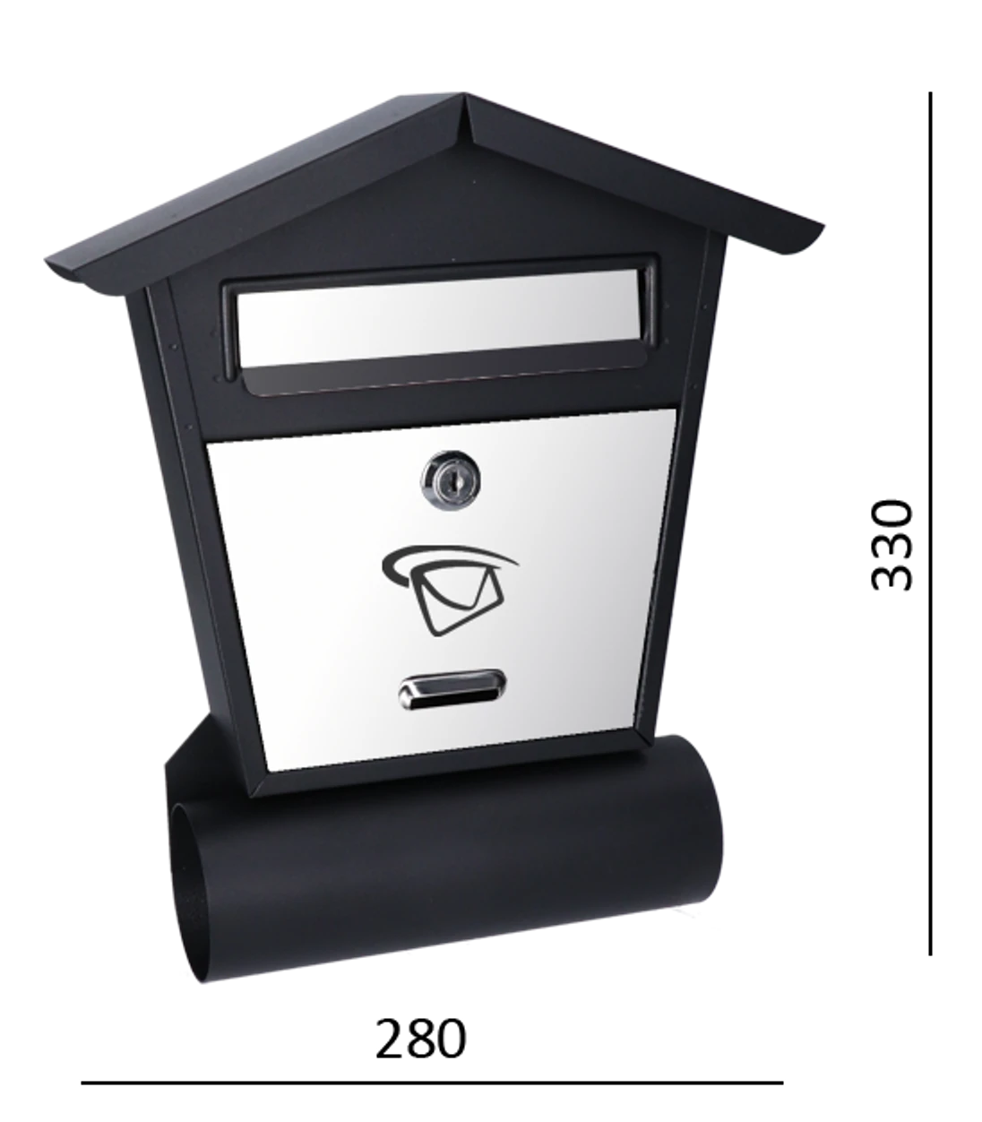 Schránka poštovní (280x330x50mm) nerez/černá, max. 1 formát listu: B6, leštěná nerez /AISI430