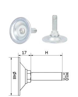 Nivelačná noha s oceľovou základňou, závitovo nastaviťeľná