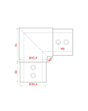 Spojka koleno 90°, lepený spoj, broušená nerez AISI 304 - slide 3