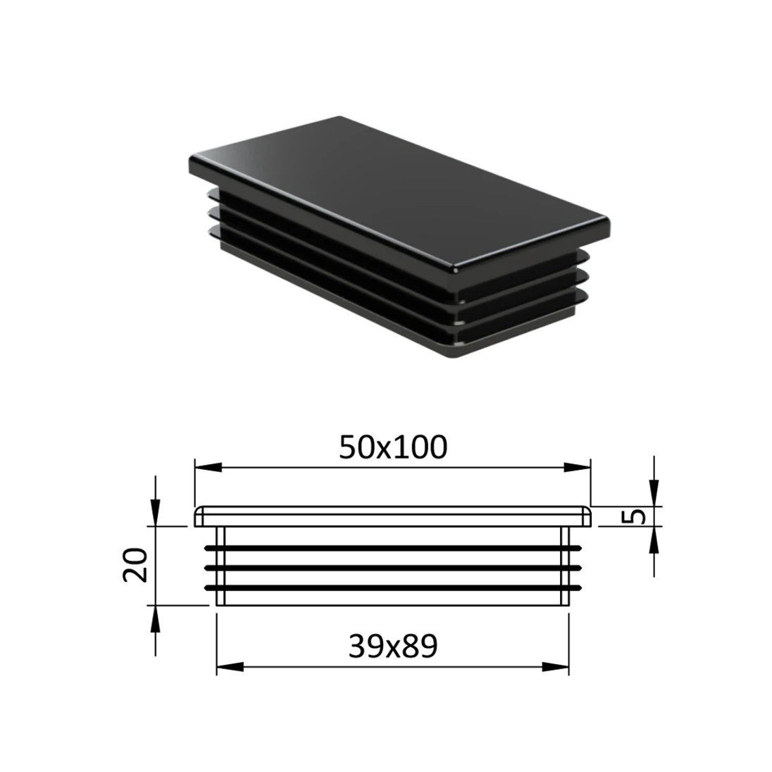 Krytka plastová 50 x 100 mm