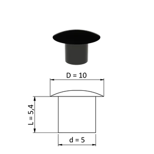 Vnitřní krytka kulatá ø 10 mm, otvor ø 5 mm, černá, plast - slide 0