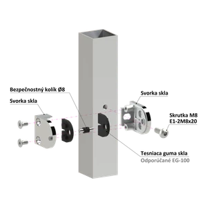 Svorka plochá, sklo 6–10,76 mm, leštěná nerez AISI 304 - slide 2