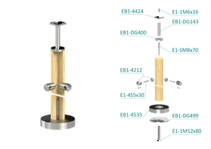Drevený stĺp, vrchné kotvenie, 5-radový, rohový: 90° - slide 2