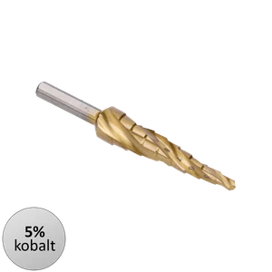Stupňovitý kuželový vrták HSS M35 TiN  4-12, 3 ploché boční úchopy - slide 1