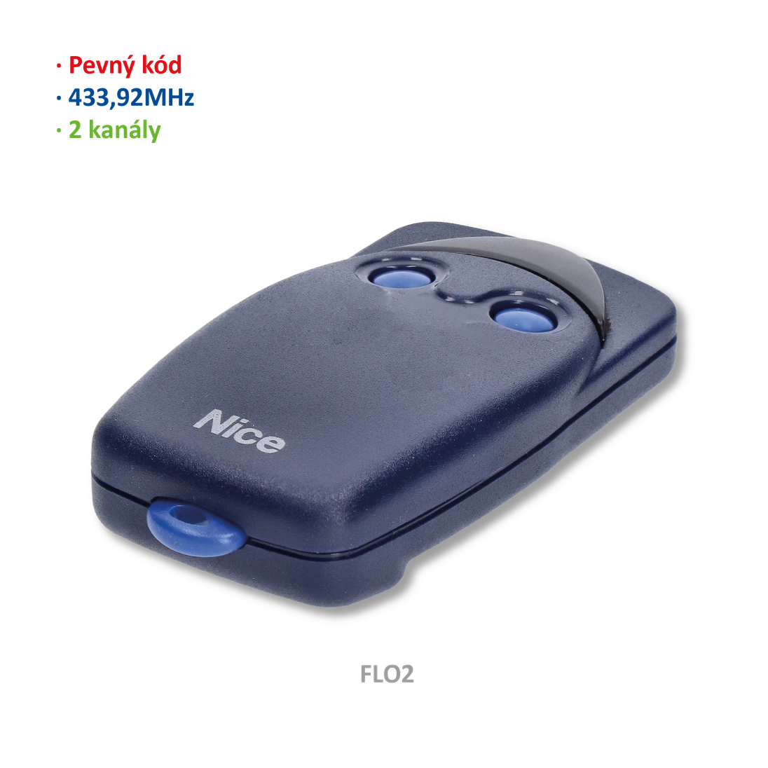 Vysílač 2kanálový, 433MHz, pevný kód, černý