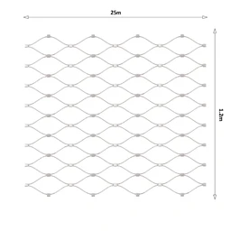 Lanková sieť, 1,2 x 25 m, oko 60 x 104 mm, ø 2 mm, AISI 316