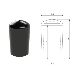 Vonkajšia krytka PVC ø 8 x 14 mm, otvor 6 x 11 mm, čierna