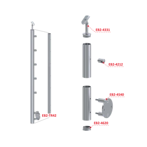 Nerezový sloup, boční kotvení, 5řadový průchozí - slide 2