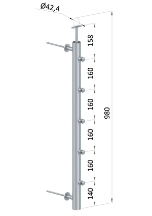 Nerezový stĺp, fr. balkón, bočné kotvenie, 5-rad priechodný - slide 0