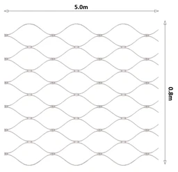 Lanková sieť, 0,8 x 5 m, oko 60 x 104 mm, ø 2 mm, AISI 316