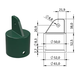 Plastová krytka, ø 61 x  90,5 mm, tvrdený plast PA