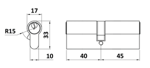 Cylindrická vložka EURO 40/45 mm, niklová, 3 kľúče - slide 1