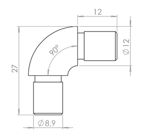 Spoj oblúkový 90° na trubku ø 12 mm, leštená AISI 304 - slide 1